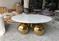 میز طلا با روکش طلا 36 '' میز سنگ مرمر رستوران برای هتل
