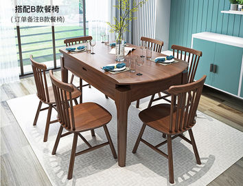 میز چوب مستطیل مستطیل سفارشی ، میز ناهارخوری قابل گسترش با صندلی