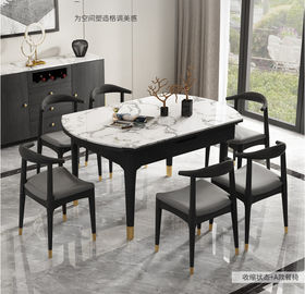 میز اتاق ناهار خوری سنگ مرمر گرد / مربع با پایه های جامد چوب یا فلزی